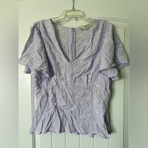 LOFT Women's Light Purple Floral Blouse